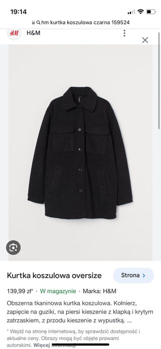 H&M Kurtka koszulowa oversize rozm M