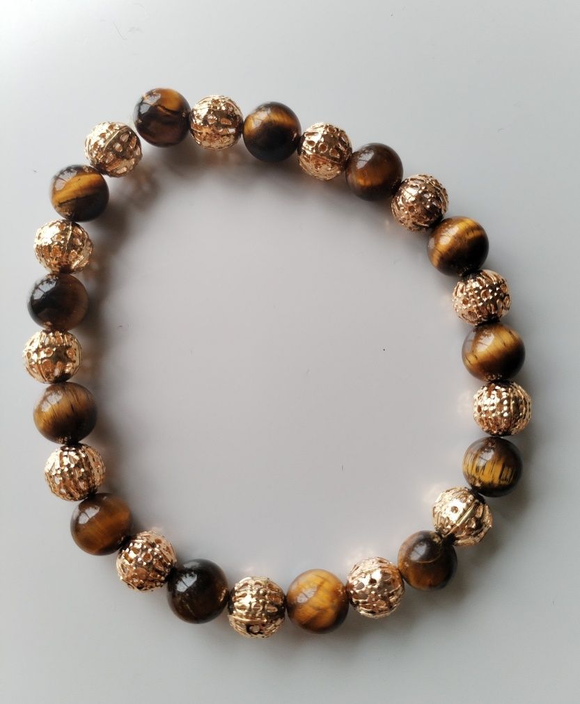 Pulseiras semi preciosas olho de tigre e olho de boi