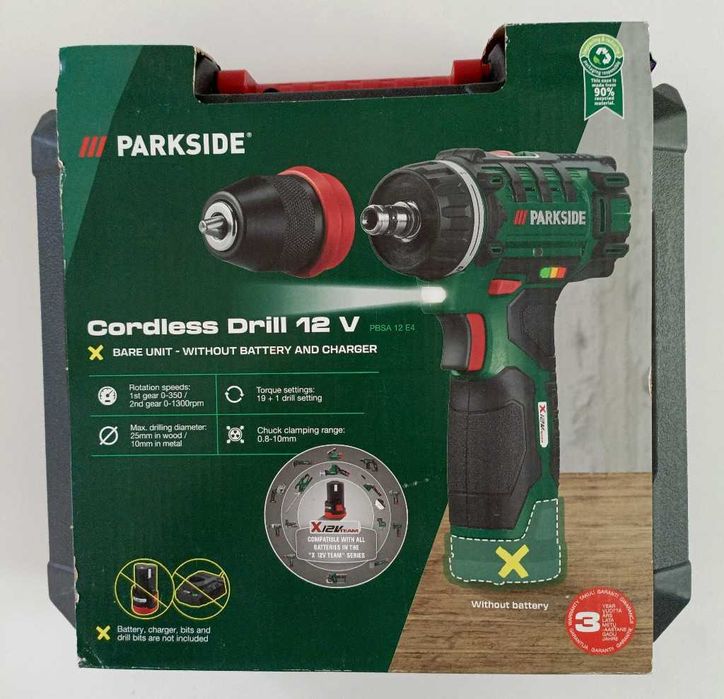 NOWA akumulatorowa wiertarka wkrętarka 12V,PARKSIDE PBSA E4 12