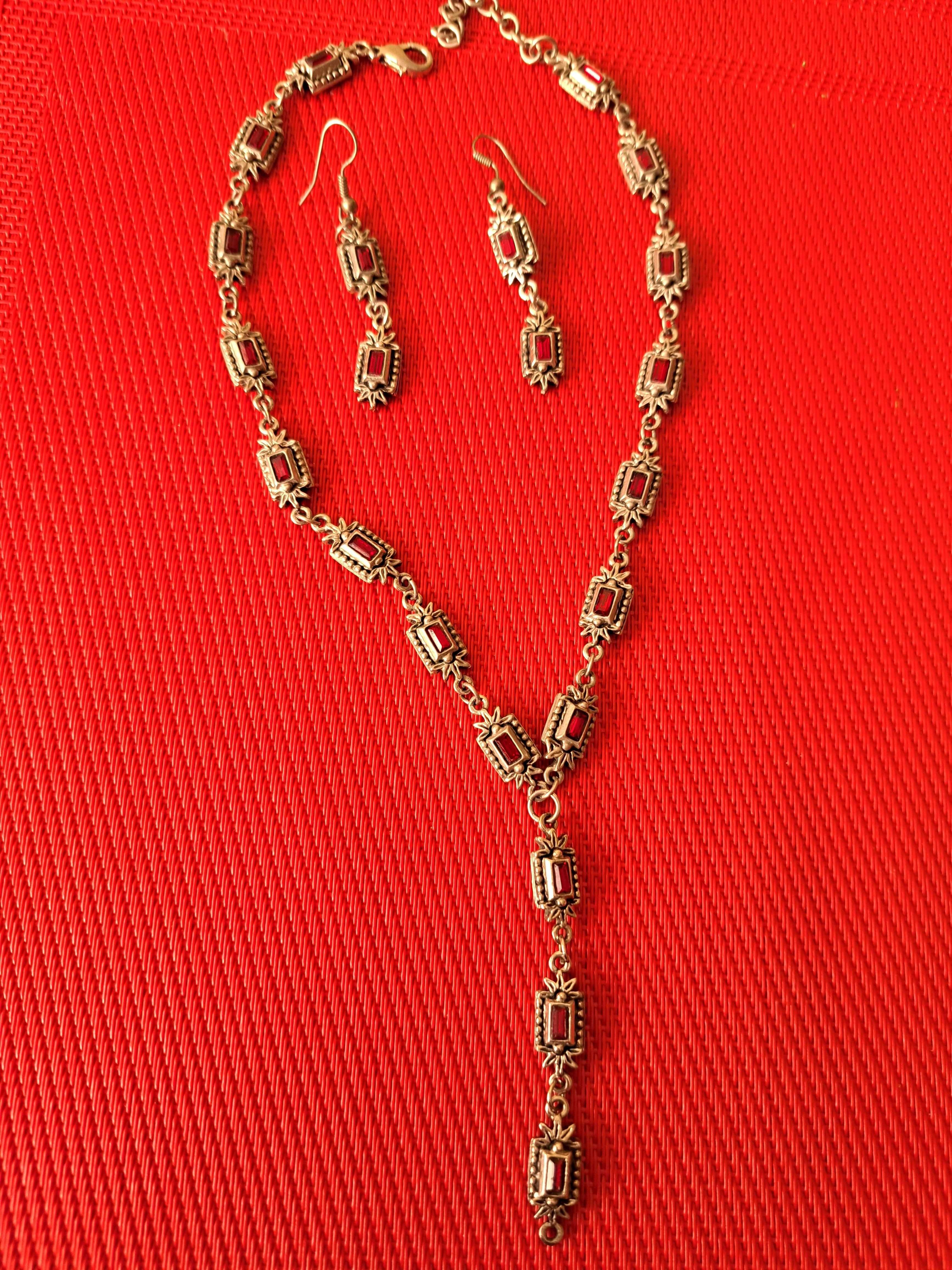 Vintage biżuteria kolczyki naszyjnik piękna niespotykana