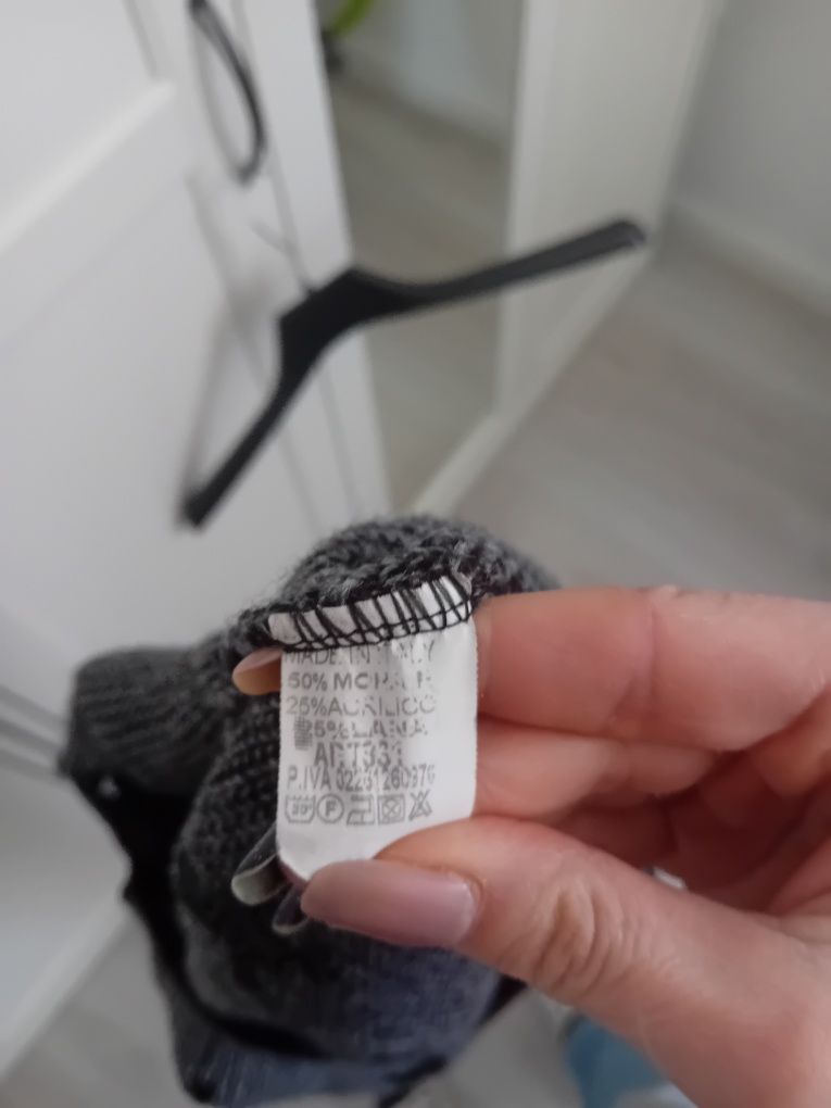 Sweter szary gwiazdki moher