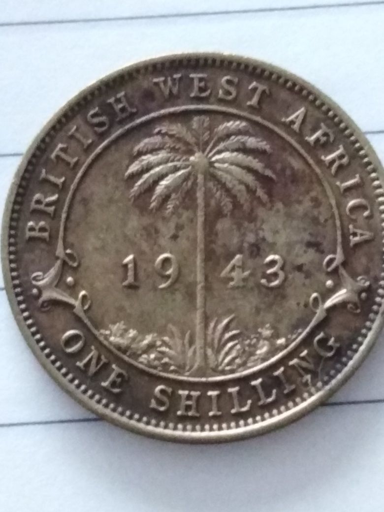 Moneta 1 szyling Brytyjska Afryka Zachodnia 1943