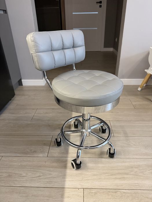 Taboret / krzesło kosmetyczne pikowane - szary