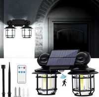 Lampa Solarna Led Podwójna Kinkiet Z Czujnikiem Ruchu Do Ogrodu Ip65