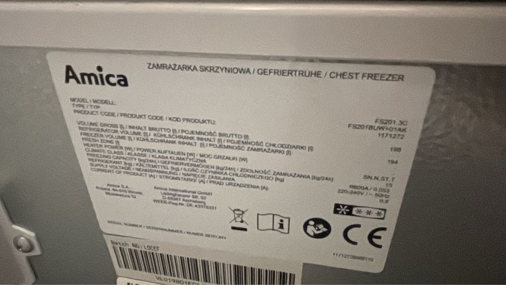 Zamrażarka skrzyniowa 194l