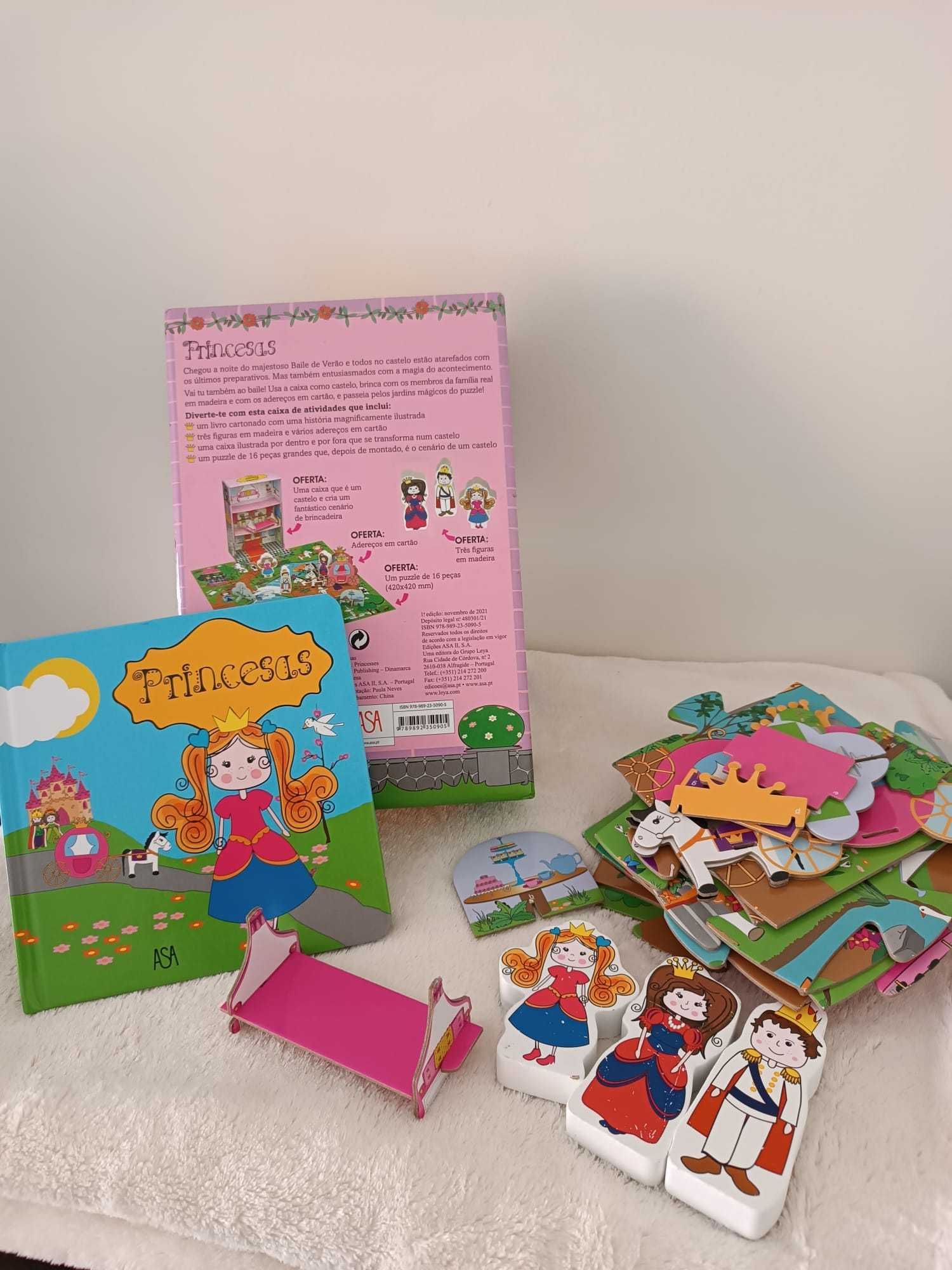 Puzzle + Livro + bonecos de madeira - Princesas (Asa), +3 anos
