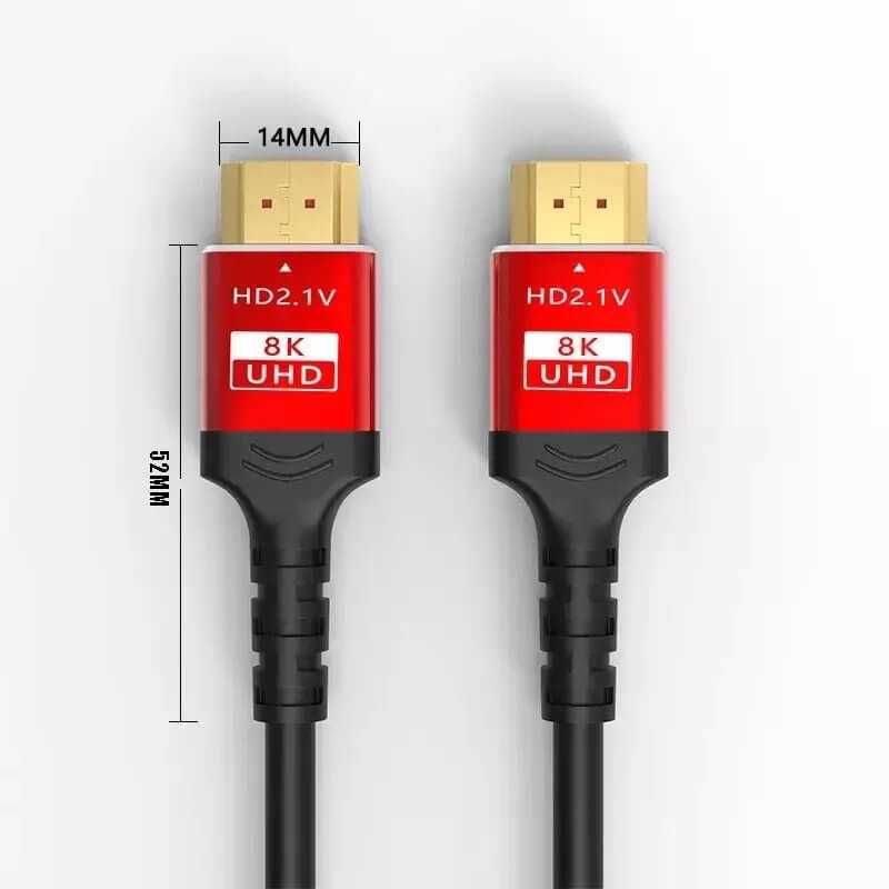 Kabel 2m HDMI 2.1 z oplotem i jakości 8K - 48 Gbps - Czerwone Wtyczki