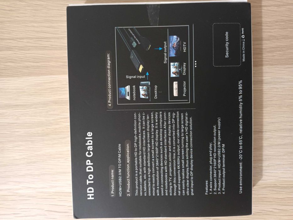 HDMI para DP (DisplayPort) Converter 4K60Hz HD (novo)