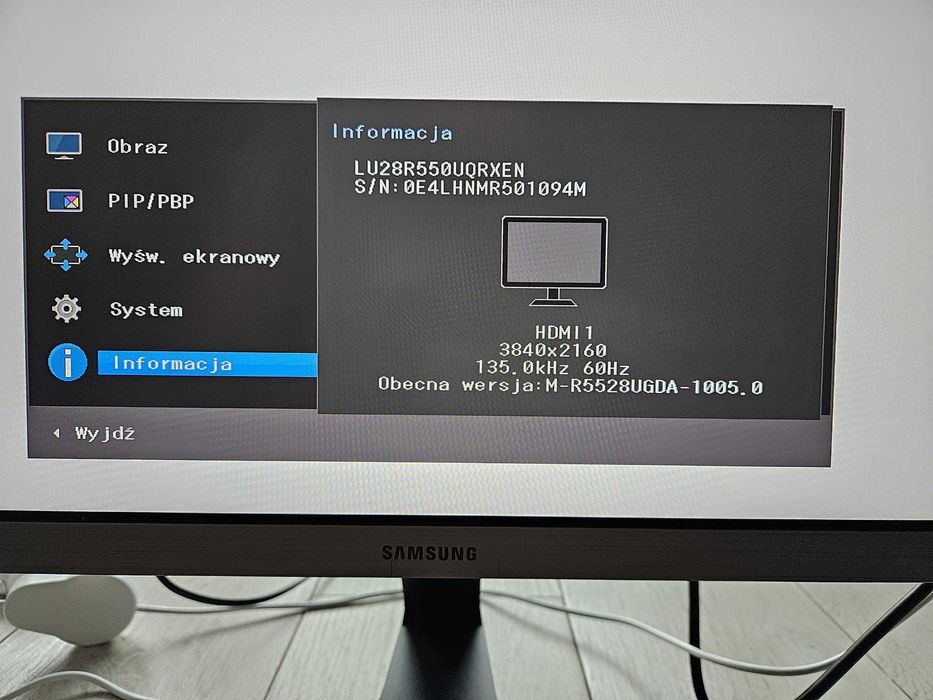 Monitor Samsung 28" 4k HDR LU28R550UQPXEN + podświetlenie LED RGB