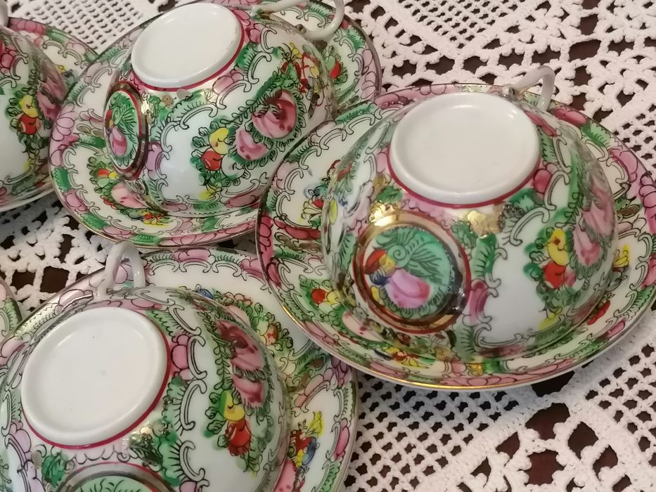 6 Chavenas e pires de chá fabricados em Macau