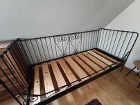 Łóżko jednoosobowe 90x200 czarne, metalowe IKEA