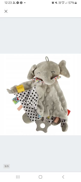 Przytulanka minki slonik,chusta,uspokajacz,sensoryczny,szeleścik.