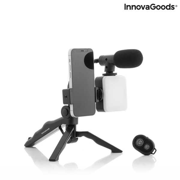 Suporte câmara kit com luz, microfone e comando - *Envio grátis