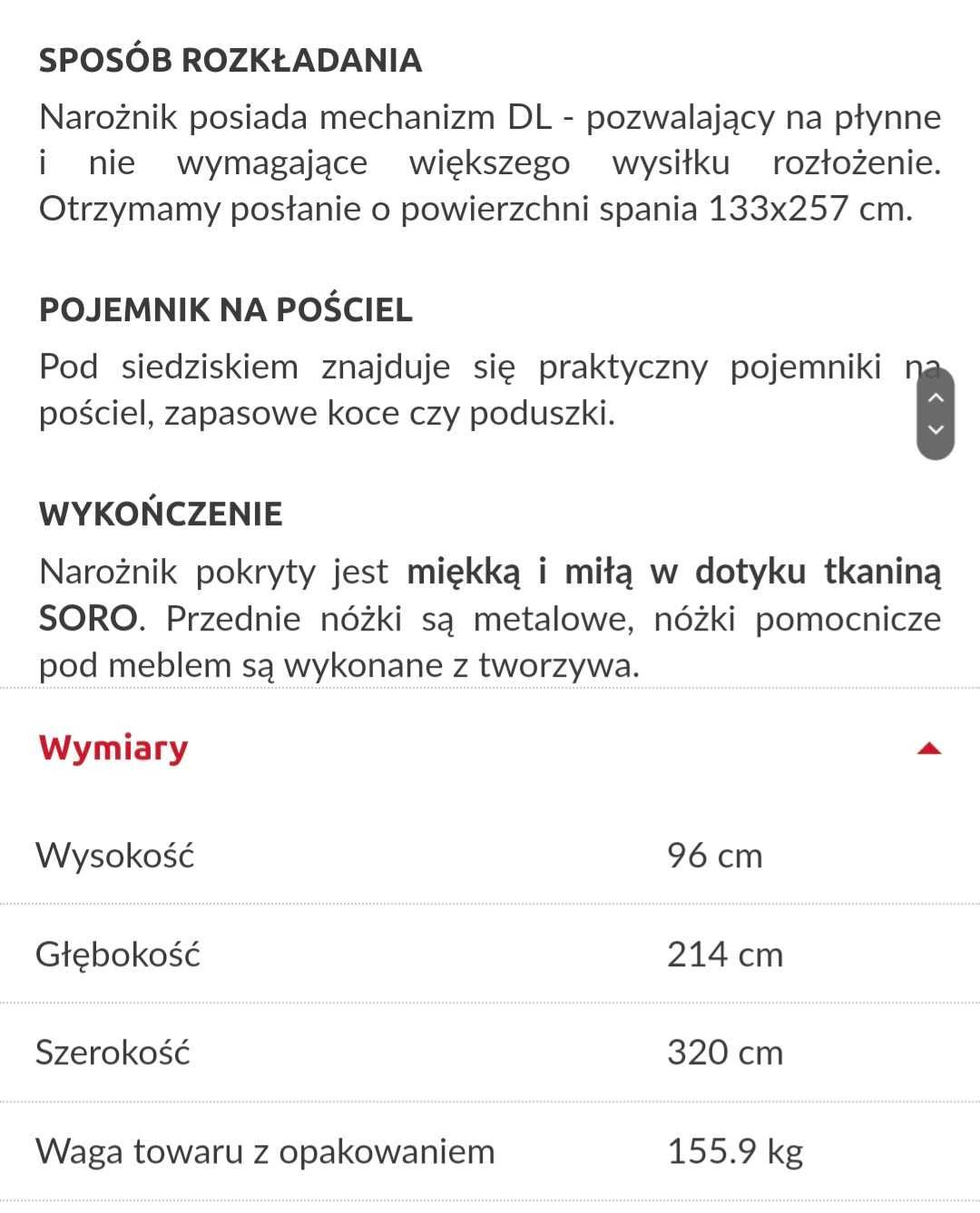 Narożnik z funkcją spania