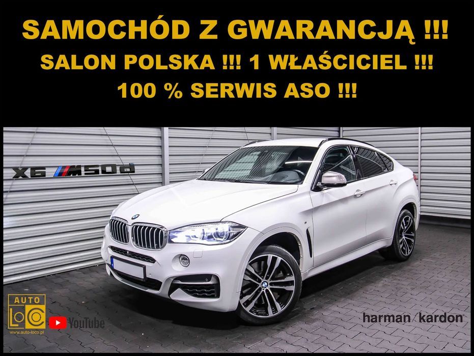 BMW X6 M50d XDRIVE + AUTOMAT + Salon POLSKA + 100% Serwis BMW =Brutto VAT 23%