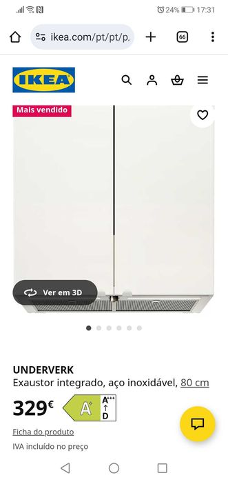 Exaustor UNDERVERK do Ikea
Vendo exaustor Underverk de 80