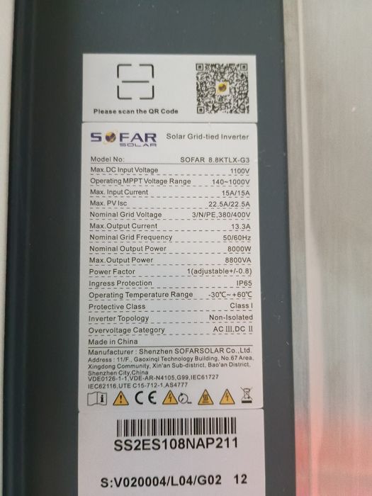 Sprzedam falownik Sofar 8.8 KTLX-G3