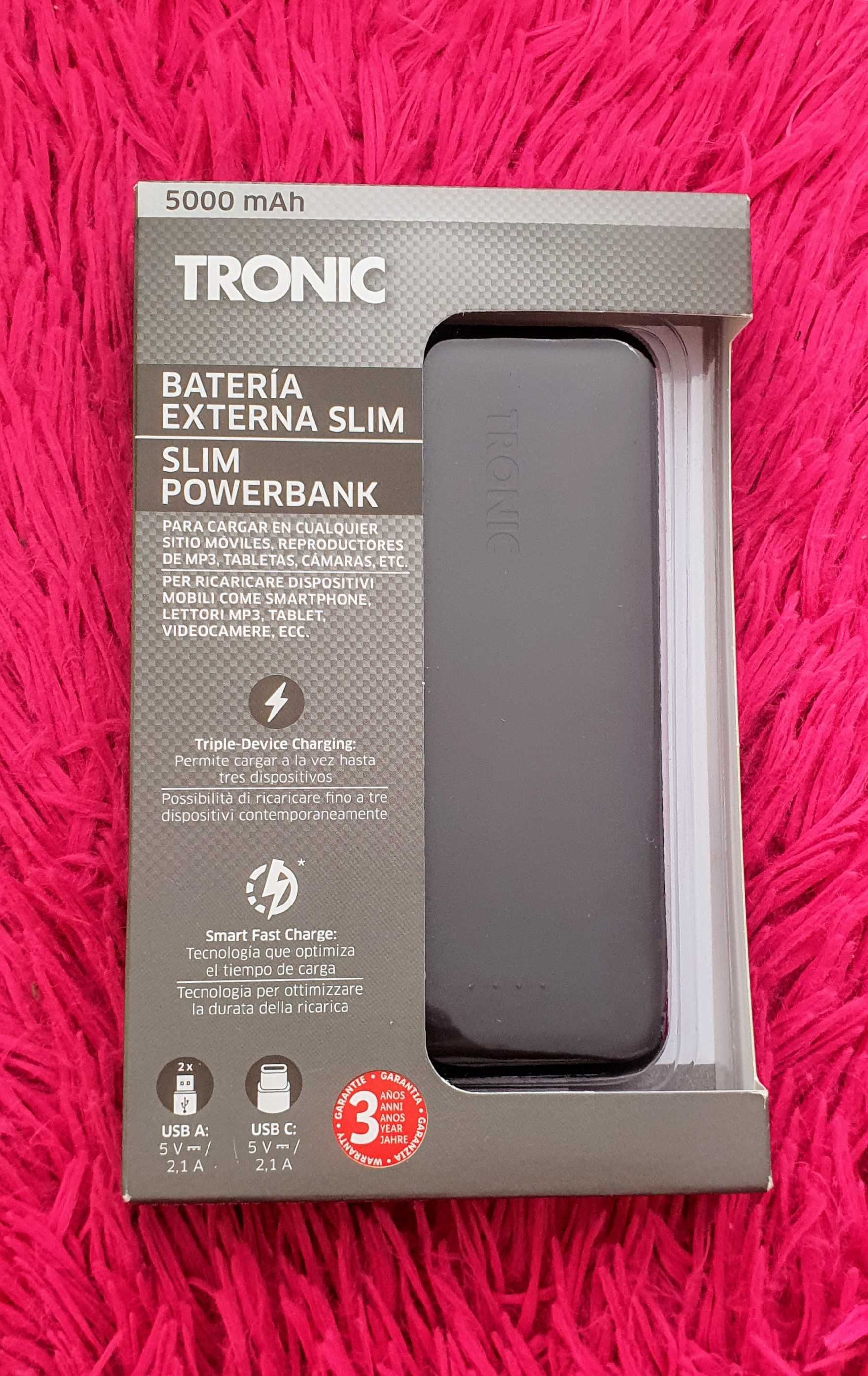 Nowy Powerbank Slim Bateria Tronic 5000 mAh czarny