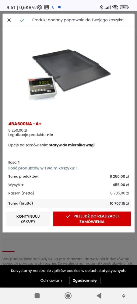 Waga najazdowa AXIS 4BA600NA-A+ (miernik, drukarka, statyw, szalka)