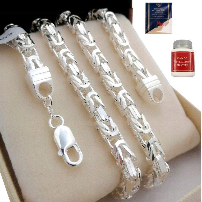 Elegancki Łańcuszek Męski Splot Królewski Srebro 925 Gruby Szeroki+gra