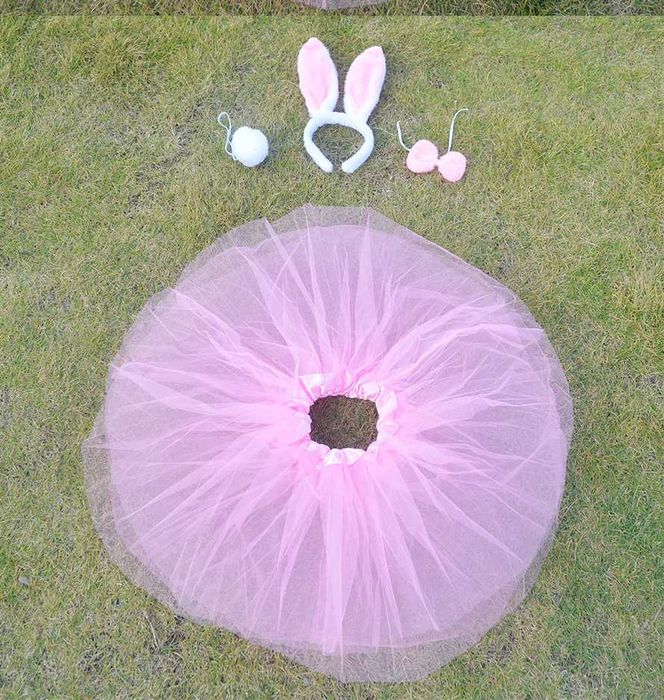Костюм карнавал Розовый Зайчик, Кролик на девочку 3-9 лет. 4 предмета