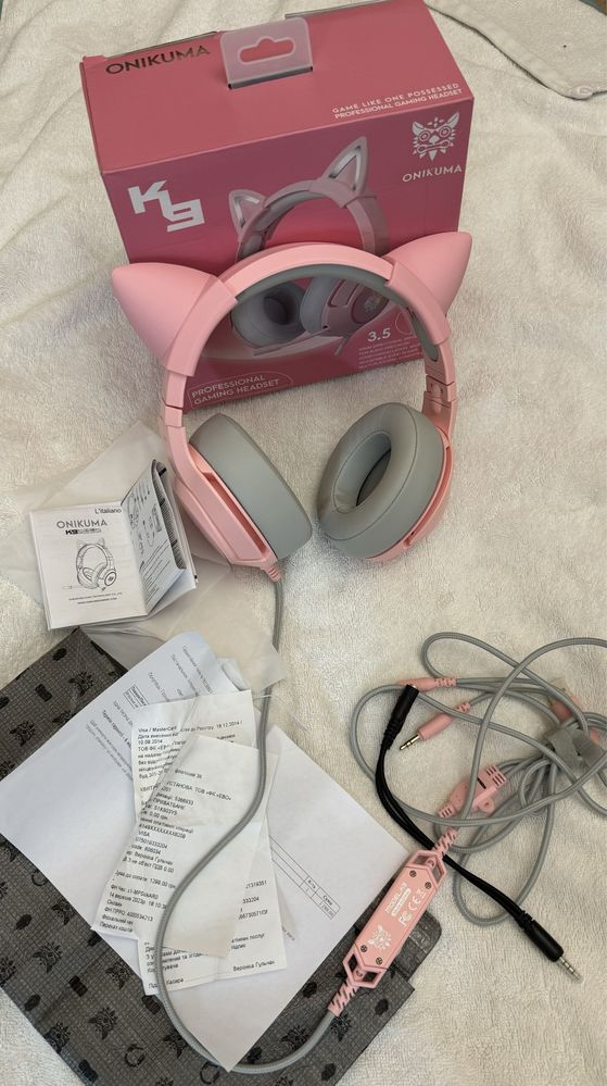 Навушники Onikuma K9 Cat Ear 3.5mm Pink.