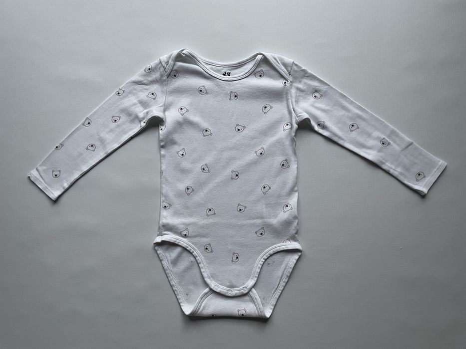 Body H&M 98 bawełna organiczna misie długi rękaw