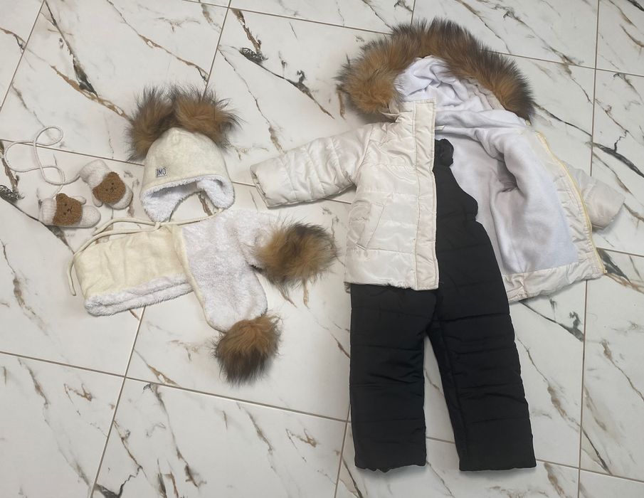 Зимовий комплект ОМО ( куртка + напівкомбінезон+шапка+шарф+рукавички)