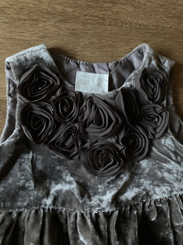 Sukienka welurowa,wizytowa H&M 9-12 miesięcy,rozm.80