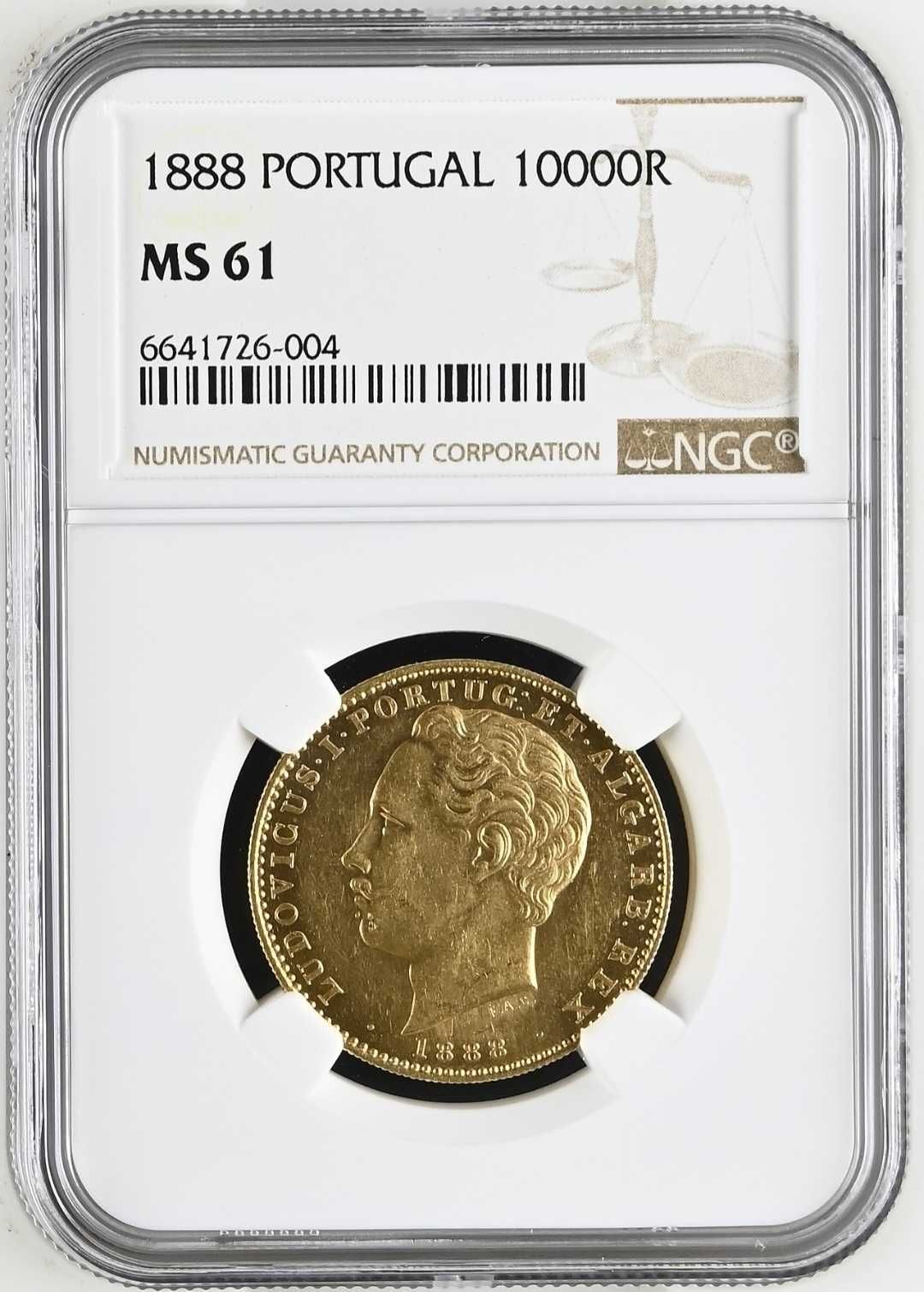 Moeda ouro D Luis I 10.000 Réis 1888 ( NGC).