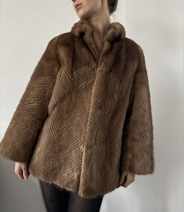 Kurtka z norek piękny brąz