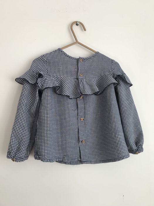 Bluzka koszula w kratkę vichy z falbanka Zara 104 cm 3/4 lata