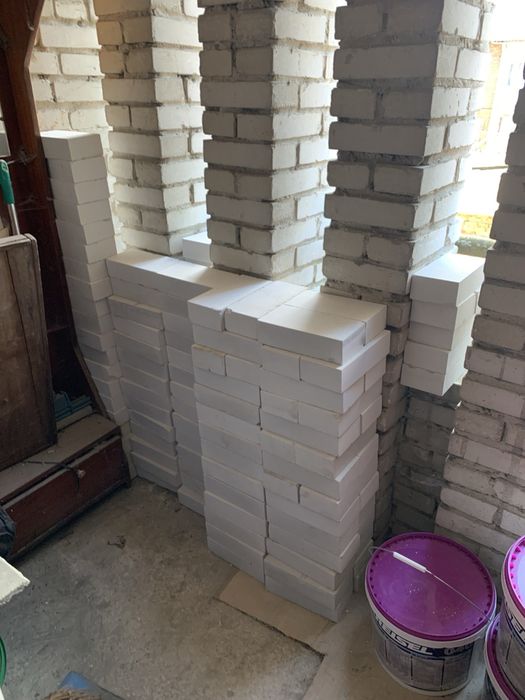 Біла облицювальна цегла  6*12*25 см.