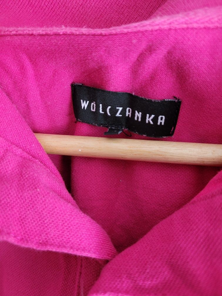 Męska bawełniana bluzka polo kołnierzyk Wólczanka różowa fuksja XL