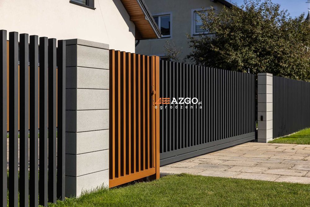 Brama ogrodzenie przęsło grzebien pionowe wertykalne stal aluminium
