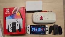 Nintendo Switch OLED biały + karta 128GB + etui + szkło
