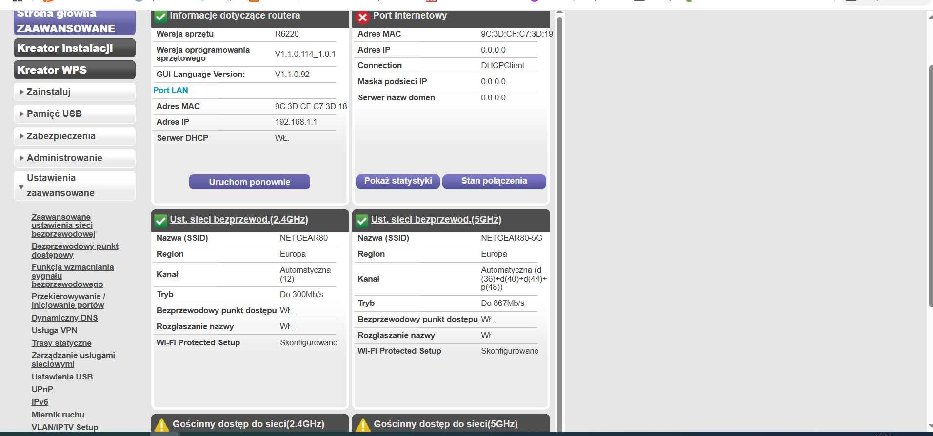 Router 5G Netgear R-6220 Mb/s 1200  802.11a/b/g/n/ac  USB