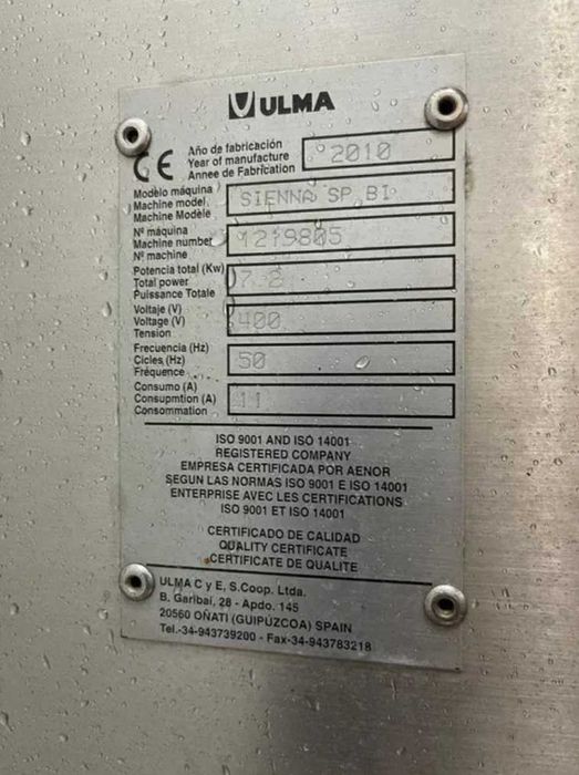 Embaladora Flow Pack ULMA SIENNA SP-BI – 2010