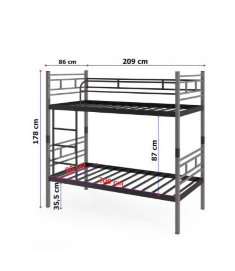 Łóżko piętrowe metalowe