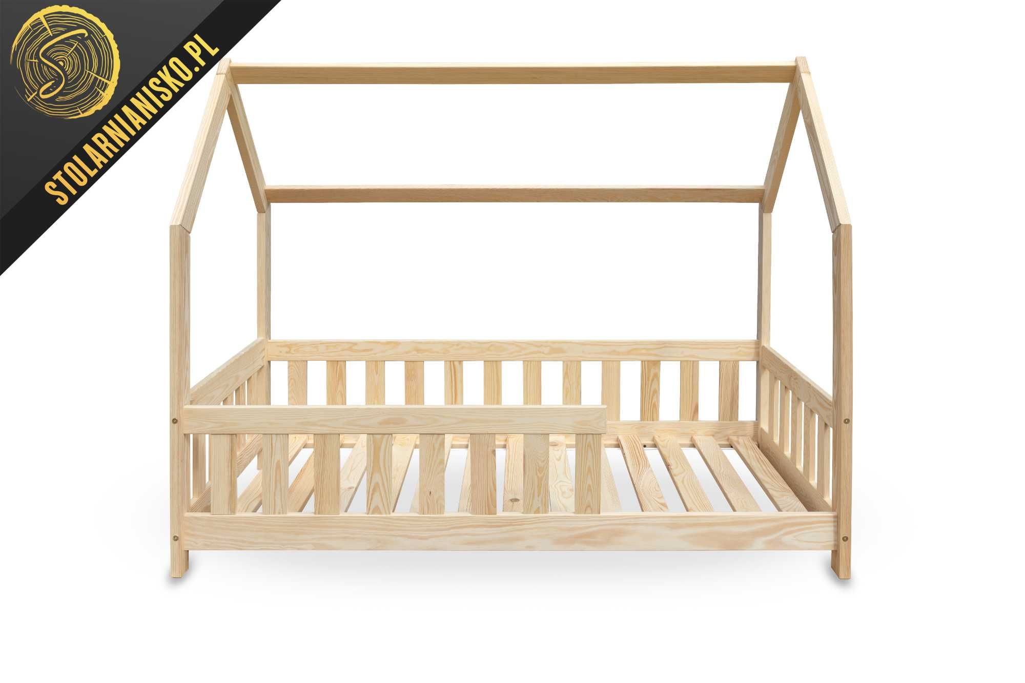 Łóżko drewniane domek dla dziecka 80x160 nielakierowane. Producent
