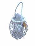Wiklinowy Lampion Boho Biały – Pleciona Latarenka z Uchwytem