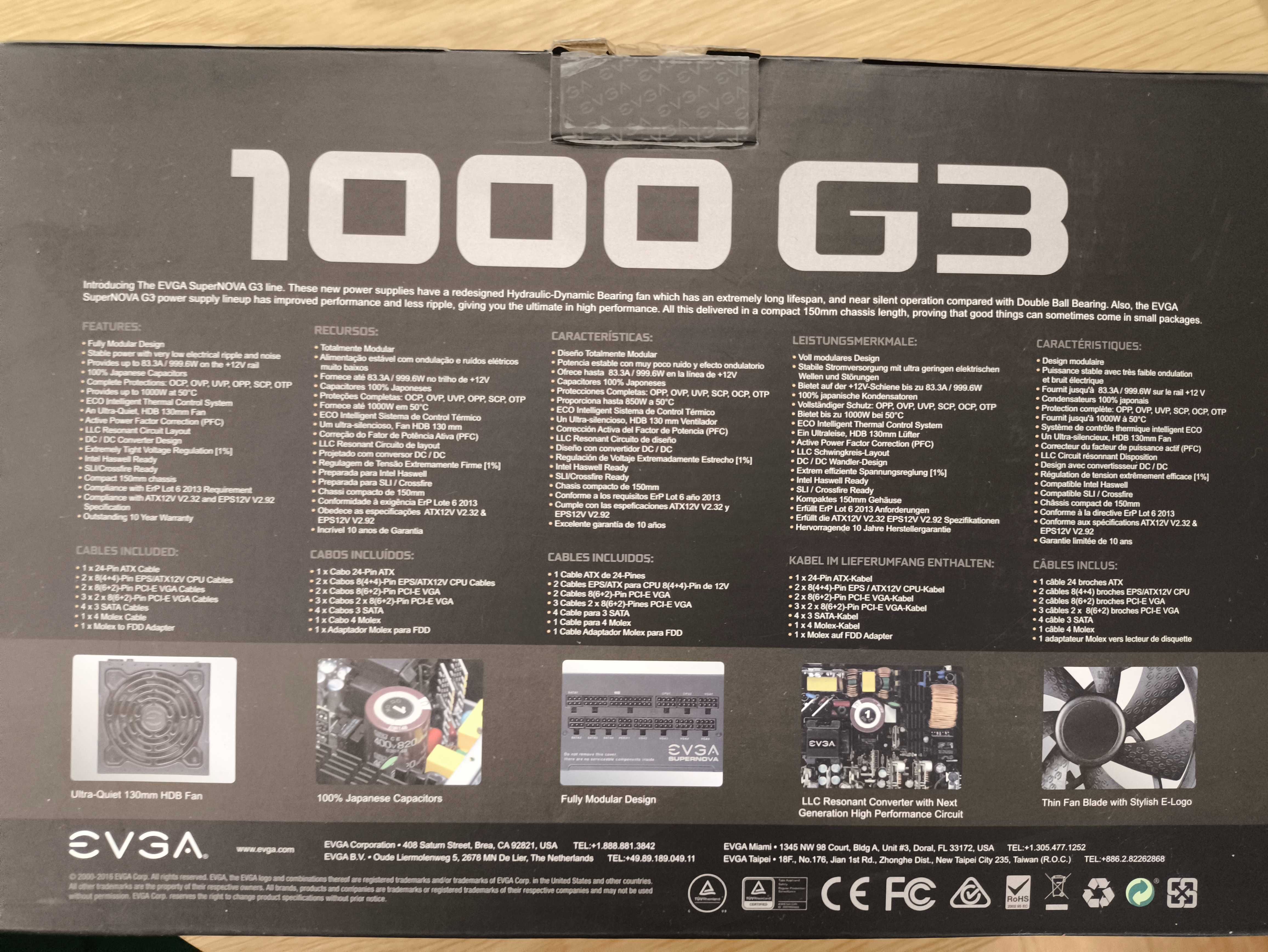 Zasilacz modularny ATX EVGA SuperNova 1000 G3 1000W 80+Gold