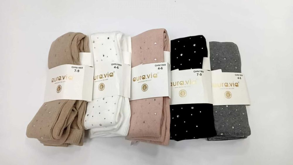 prążkowane rajstopy aura via z kryształkami 1 - 12 lat