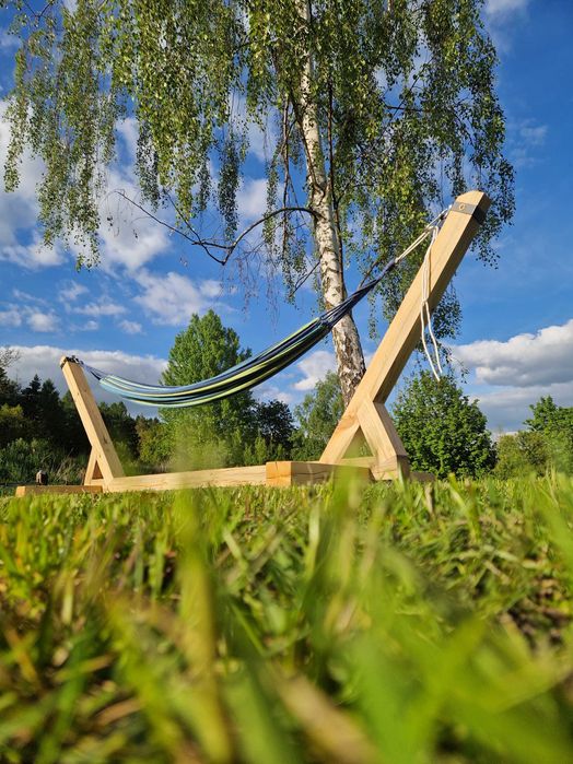 Drewniany, solidny stelaż do hamaka, konstrukcje drewniane/ogrodowe
