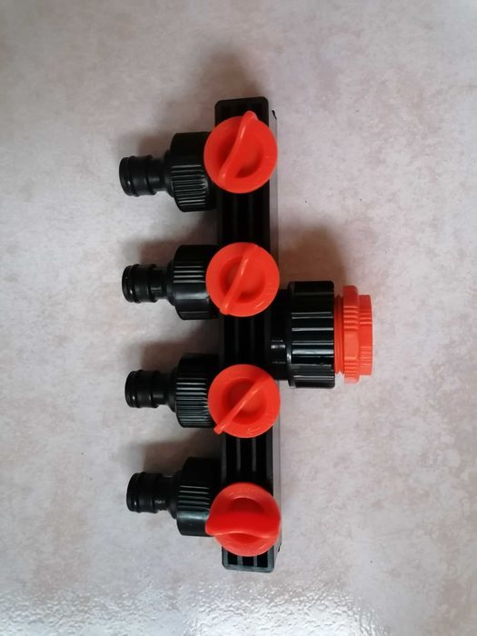Torneira de 4 saidas para rega gota a gota
