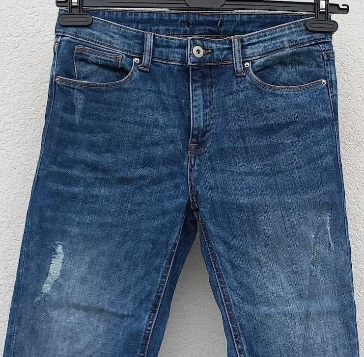 Spodnie jeansowe dżinsowe H&M 28 36 S 152/158 z przecięciami