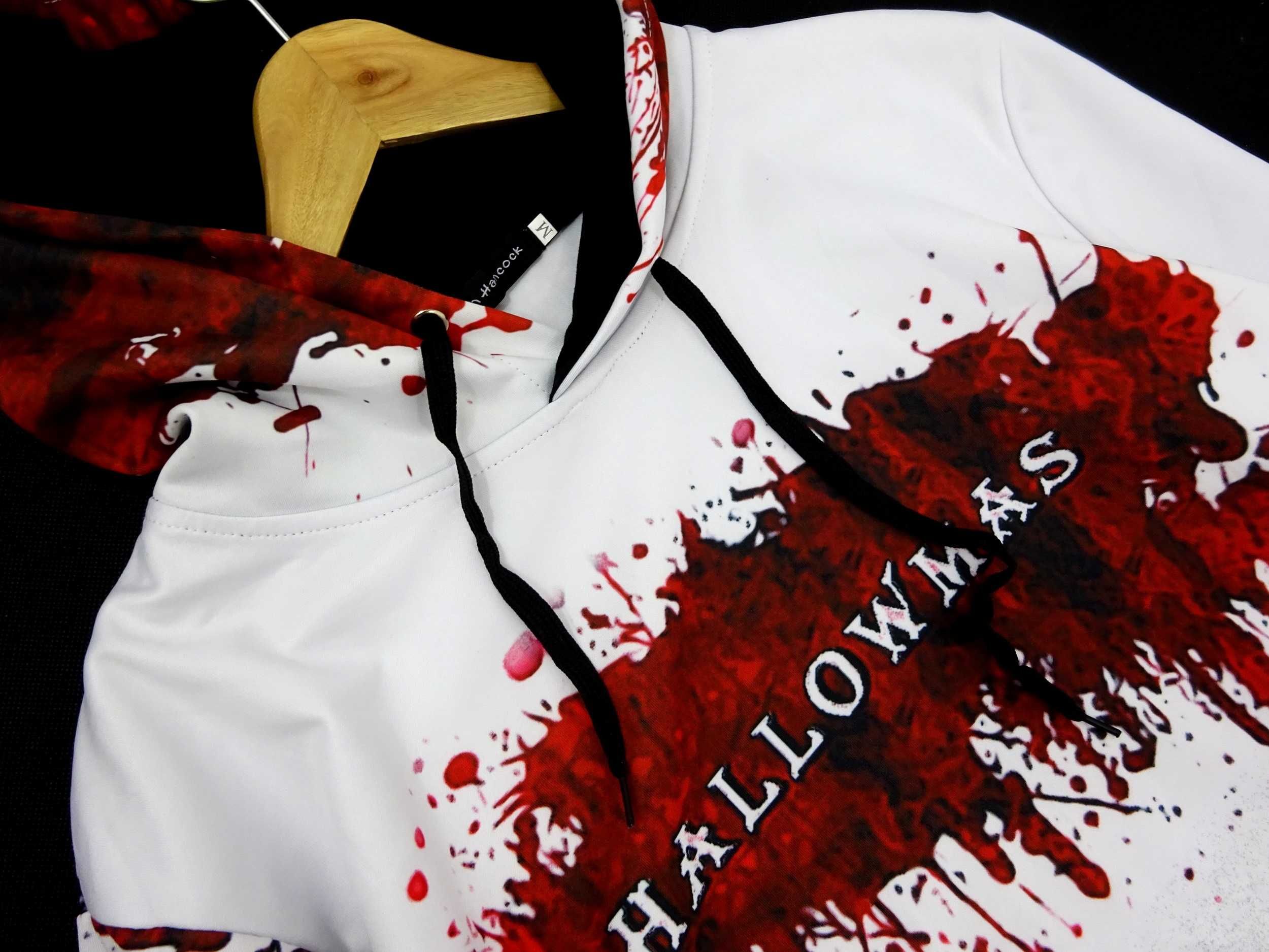 BE70 KAPTUR dresowa śmieszna bluza męska zombie plamy krwi halloween M