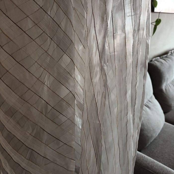 Firana 190x280 ekri złote paski pionowe, do wiązania