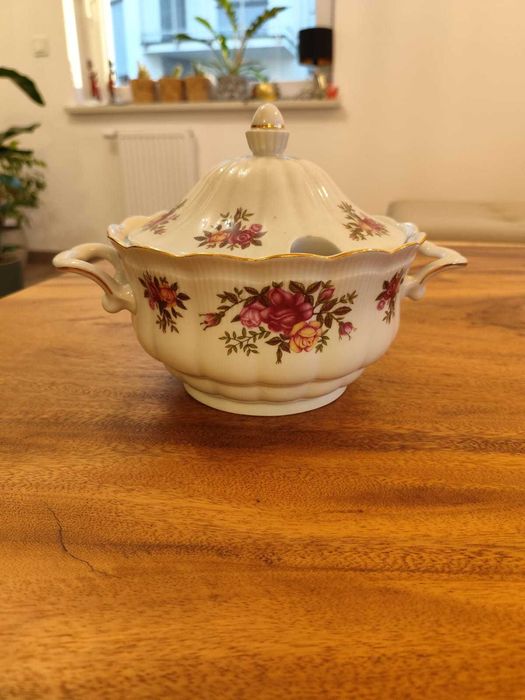 Serwis obiadowy retro, vintage, porcelanowy, 35 el., 6os.,