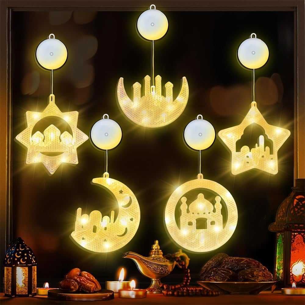 Świąteczne lampy LED na Ramadan, dekoracyjne lampy Eid Mubarak, 5 szt.